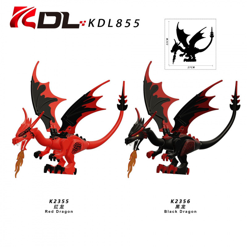 Model Kit Dragon - KDL855 Figurka Czerwonego Smoka i Czarnego